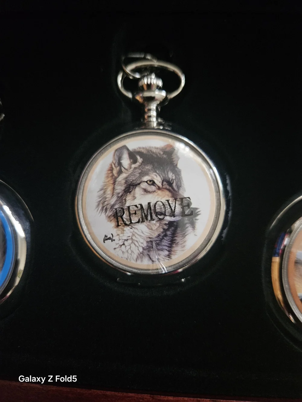 Silver Pocket Watch Set in Dark Wood Presentation Box